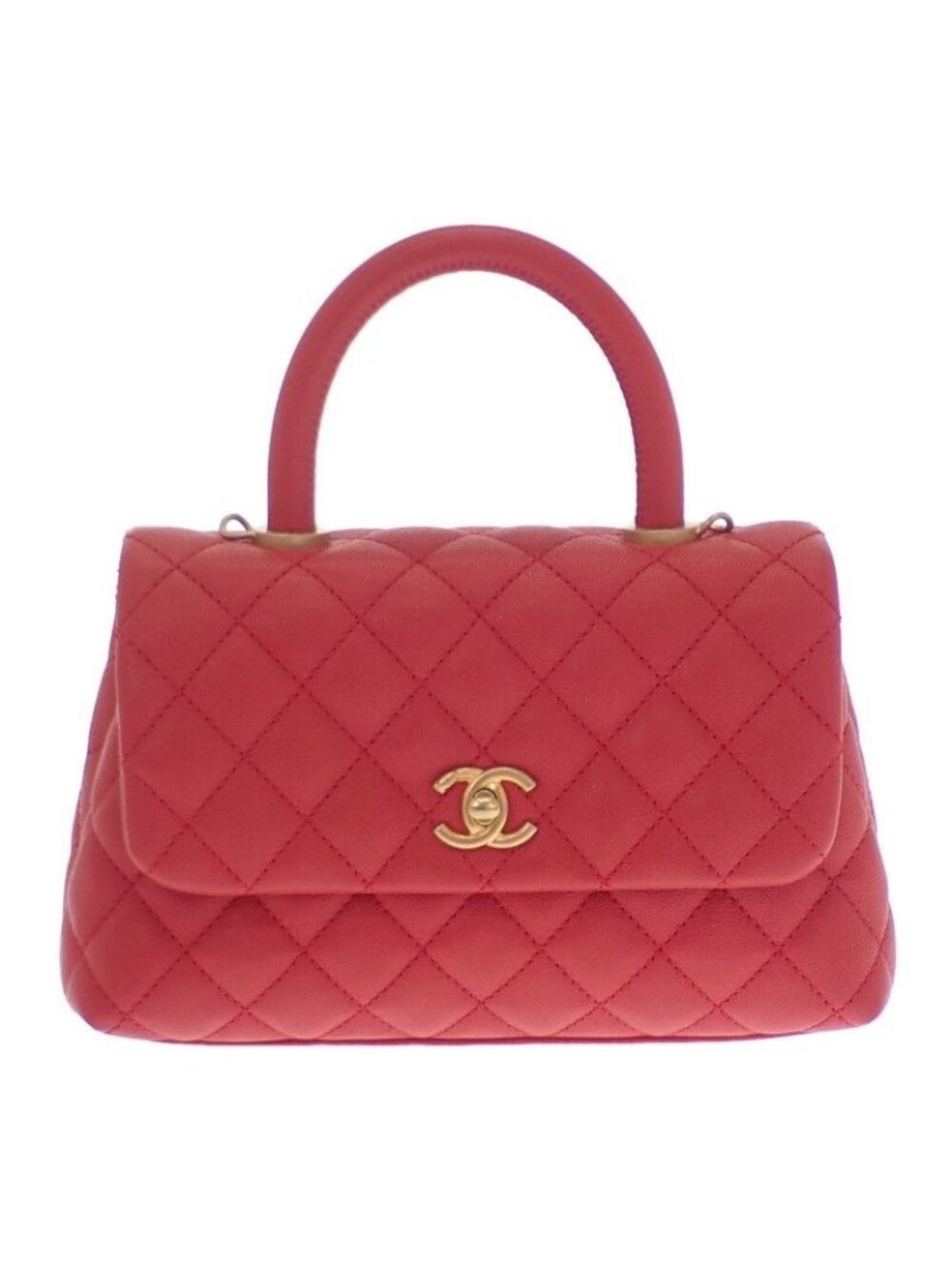 Chanel Coco Handle XS Shoulder Bag Handbag Caviar Leather Red Gold Hardware